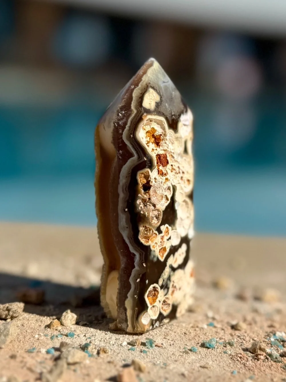 Brazilian Chalcedony Agate Druzy Tower Crystal this authentic